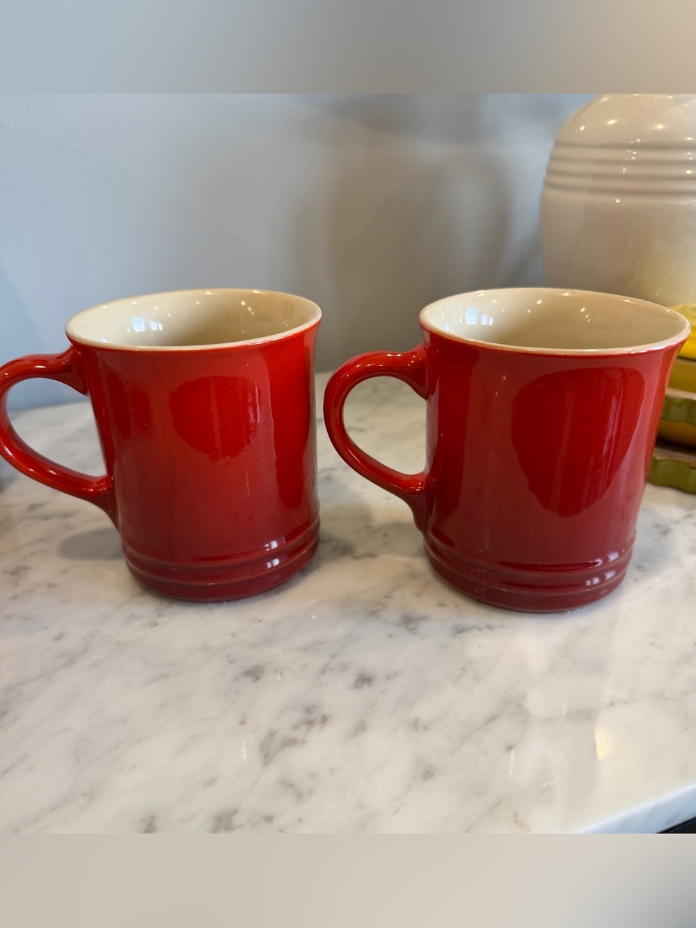 Le Creuset Red Ceramic Coffee Mugs - Set of 2